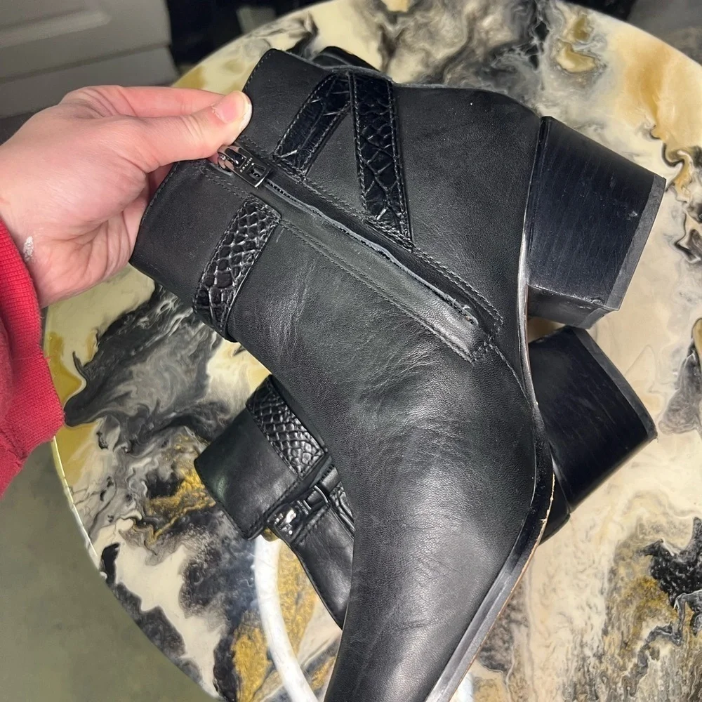 Coach Paulina Leather Boot Snakeskin Embossed